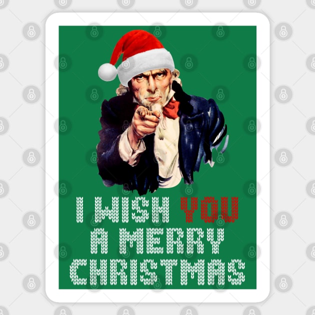 Uncle Sam I Wish You A Merry Christmas Sticker by Nerd_art